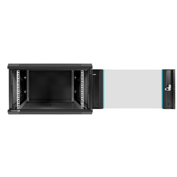 Шкаф телекоммуникационный 19" настенный 6U ExeGate EC-WM-6U.600.G.BLACK 19”, 6U, 600x600x370mm ШхГхВ , передняя дверь закаленное стекло, съемные боковые панели, пыле- и влагозащита IP23, черный RAL 9004 EX298606RUS