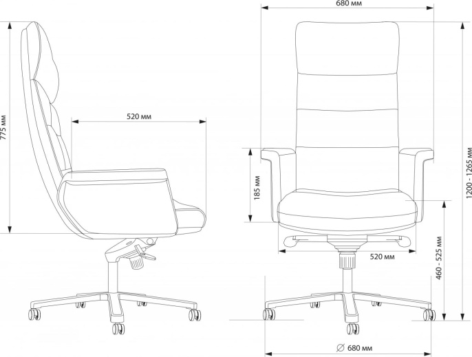 Кресло руководителя Cactus CS-LGR-DUBLIN, кожа, до 120кг, серый