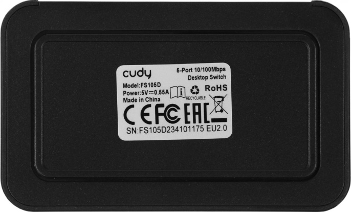 Коммутатор Cudy FS105D V5, 5-Port 10/100 Mbps Desktop Switch, Настольный коммутатор с 5 портами 10/100 Мбит/с