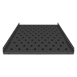 Полка стационарная 19" ExeGate ECSF-FS1000-B перфорированная, глубина 650мм, крепление 19" 1U, для напольных шкафов и стоек глубиной 800мм/1000мм, нагрузка до 100кг, цвет черный RAL 9004 EX301334RUS