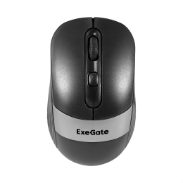 Беспроводная мышь ExeGate Professional Standard FG-10 Grey радиоканал 2,4 ГГц, USB, оптическая, 1200dpi, 4D, 4 кнопки и колесо прокрутки, черная, серая вставка, RTL EX298895RUS
