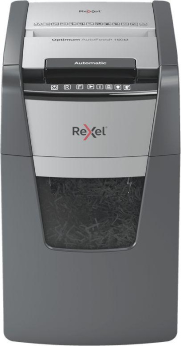 Уничтожитель бумаг Rexel Optimum AutoFeed 150M, с автоподачей, P-5, 2х15 мм, 150 лист. одновременно, 44л [2020150meu]
