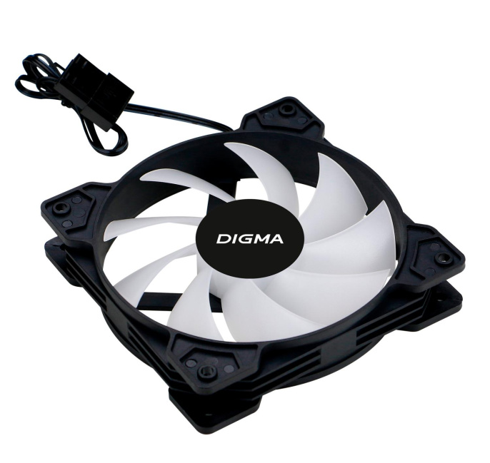 Вентилятор Digma DFAN-FRGB1 120мм, 3-pin, от БП:4-pin (Molex), 1200об/мин, 23 дБ, RGB, черный, Ret