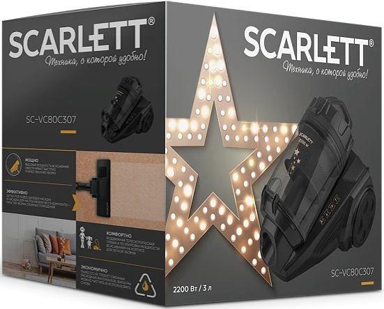 Пылесос Scarlett Золотая коллекция SC-VC80C307, 2200Вт, черный/черный