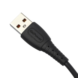 Кабель GoPower GP07L USB m -Lightning m 1.0м 2.4A силикон черный 1/200/800 (00-00022798)