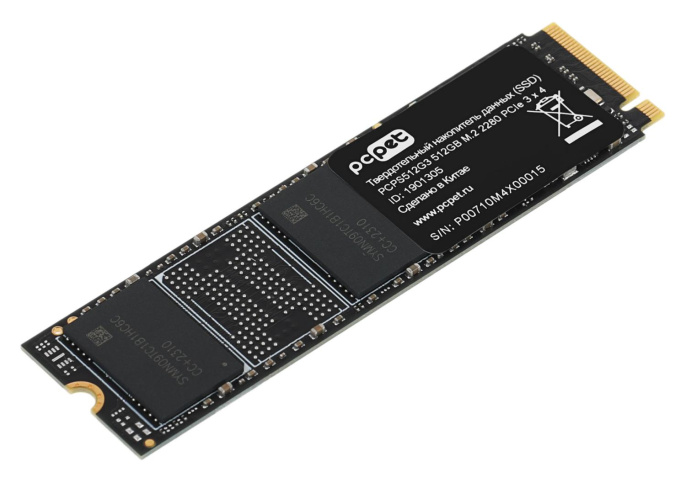 SSD накопитель PC PET PCPS512G3 512ГБ, M.2 2280, PCIe 3.0 x4, NVMe, M.2, oem