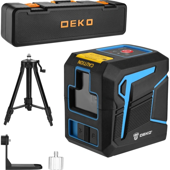 Лазерный самовыравнивающийся уровень DEKO DKLL12 SET 2 со штативом 1 м (2 линии, зеленый луч) 065-0100