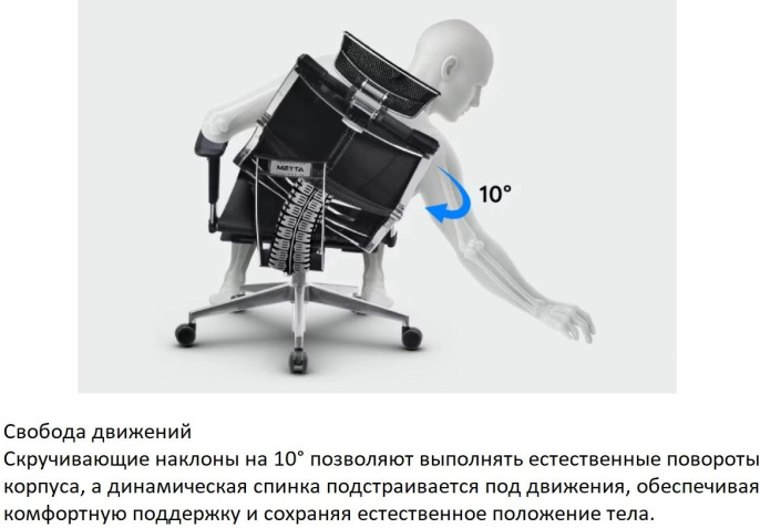 Кресло руководителя МЕТТА Yoga Spine Triumph B2 (Черный CC.50.15.13A), экокожа/сетка, до 150кг, синхромеханизм, регулируемые 6D подлокотники,  черный