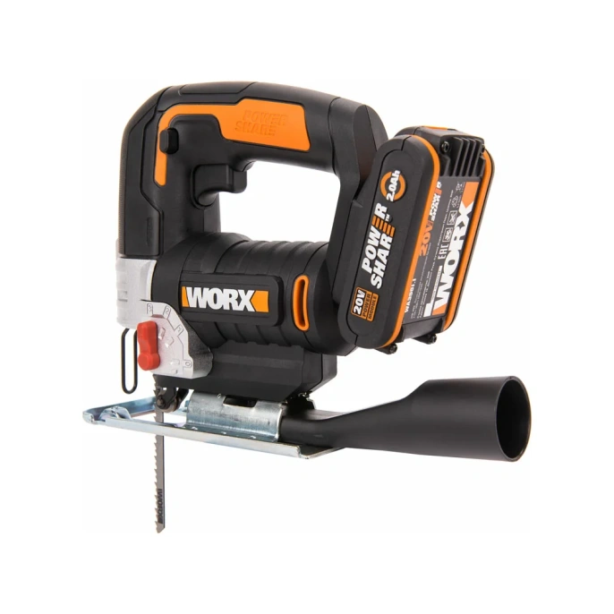 Аккумуляторный лобзик WORX 20 В, 1x2 Ач, кейс WX543