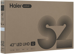 Телевизор LED Haier 43" LED S2 Frameless черный 4K Ultra HD 60Hz MEMC DVB-T DVB-T2 DVB-C DVB-S DVB-S2 USB WiFi Smart TV RUS (DH1ZR7M00RU)
