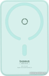 Портативное зарядное устройство Baseus P10064101333-00 MagPro Magnetic Bracket Wireless Fast-Charging 5000mAh 20W Peppermint Blue; с кабелем Type-C to Type-C 30cm White