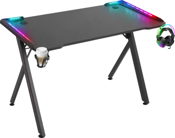 Defender Игровой компьютерный стол Gamer RGB,подвес круж+гарн.,черн,120 64330