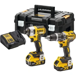 Набор аккумуляторный Dewalt DCK266P2T, 18 В: ударная дрель-шуруповерт DCD796 + шуруповерт DCF887, с 2 АКБ 5 Ач и ЗУ, в кейсе TSTAK DCK266P2T-QW