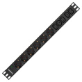Блок розеток с кабелем с евровилкой ExeGate ServerPro PDU-19H011 Al-5C136S-EU2.5CU 19", 1U, Алюминий, 5*IEC 320 C13, 6*EU/Тип F Schuko ,Евровилка EU/Тип F Schuko VDE-250V-16A-3*1.5mm2, медь, 2.5 метра, индикатор питания, черный, RTL EX280869RUS