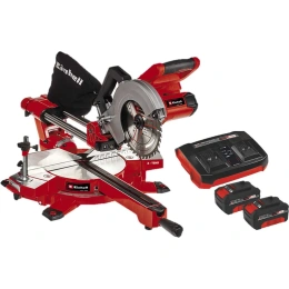 Торцовочная аккумуляторная пила Einhell PXC TE-SM 36/210 Li,2х18В, 210х30 мм, пр-л 310х65 мм, лазер+2 аккумулятора, 4Ач+двойное ЗУ 4300880SET