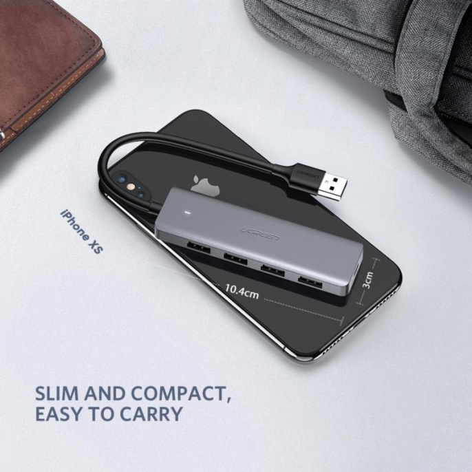 Хаб UGREEN CM219 (50985) 4-Ports USB A 3.0 Hub. Цвет: серый