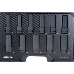 Набор торцевых ударных удлиненных головок Inforce (1/2"; 10-24 мм) 11-01-263