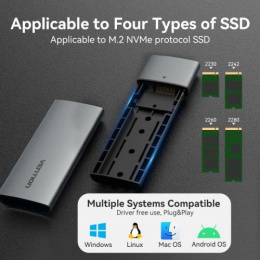Корпус для SSD Vention USB 3.1 Gen 2-C M.2 NVMe Серый (KPGH0)