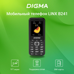 Мобильный телефон Digma LINX B241 32Mb чёрный моноблок 2Sim 2.44" 240x320 0.08Mpix GSM900/1800 FM microSD max16Gb LT2073PM