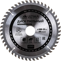 Диск пильный по дереву (200х32 мм, 48 зубьев,+кольцо,30/32) Ultima 115025