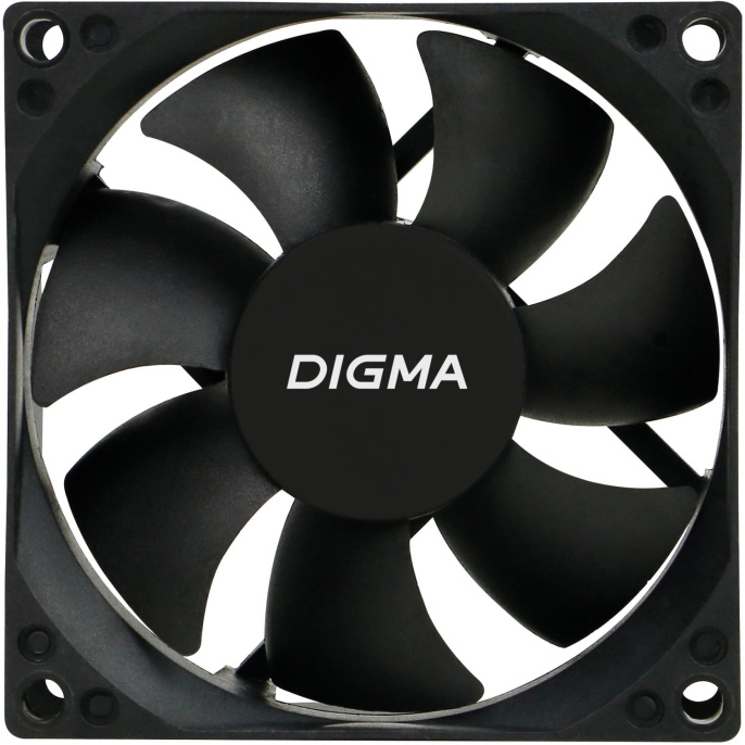 Вентилятор Digma DFan-80 80мм, 3-pin, от БП:4-pin Molex , 1800об/мин, 23 дБ, черный, Ret