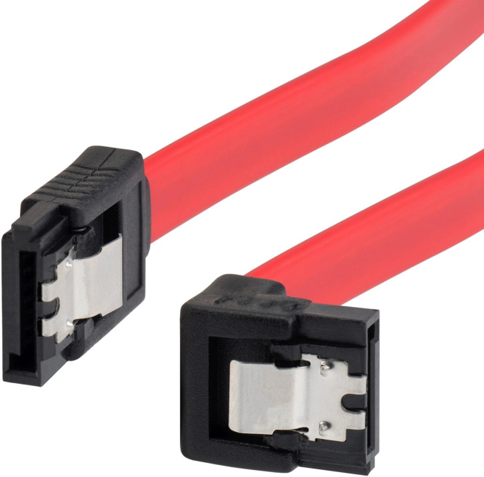 Кабель SATA Buro SATA прямой - SATA угловой , 0.5м, красный [bu-sata-sata-ang-lock]