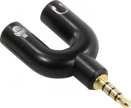 Аудио адаптер для гарнитуры наушники с микрофоном ORIENT C775 2 x jack 3.5 mm - jack 3.5 mm 4-pole , черный