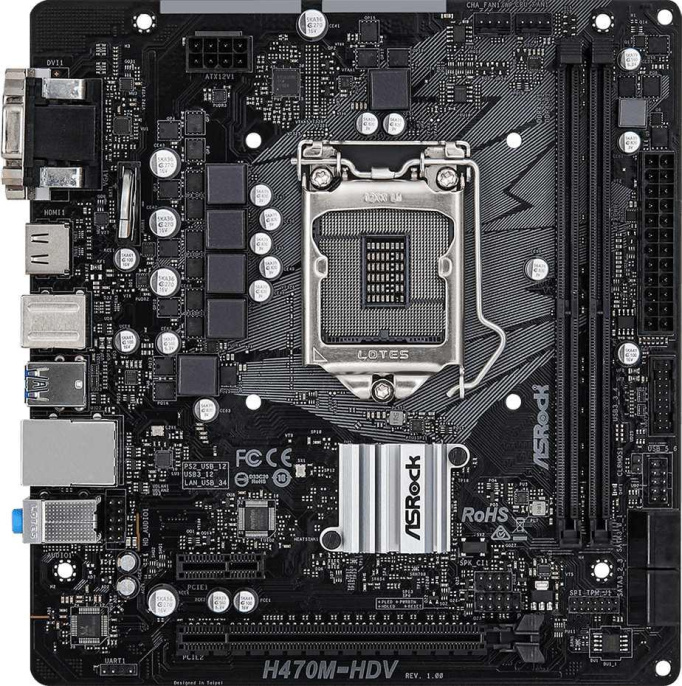 Материнская плата ASROCK H470M-HDV, LGA 1200, Intel H470, mATX, Ret