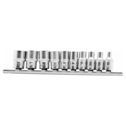 Набор торцевых головок, 1/4", 12-ти гр CrV, 4-13 мм, 10 шт. STELS 13606