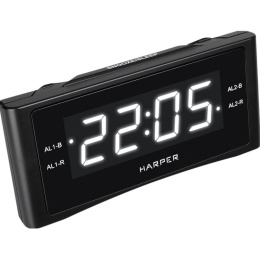 Радиобудильник Harper HCLK-1007 черный LED подсв:белая часы:цифровые AM/FM