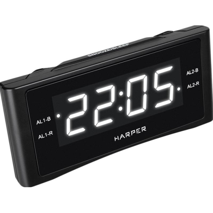 Радиобудильник Harper HCLK-1007 черный LED подсв:белая часы:цифровые AM/FM