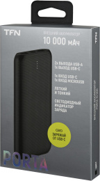 Внешний аккумулятор Power Bank TFN Porta PB-247, 10000мAч, черный [tfn-pb-247-bk]