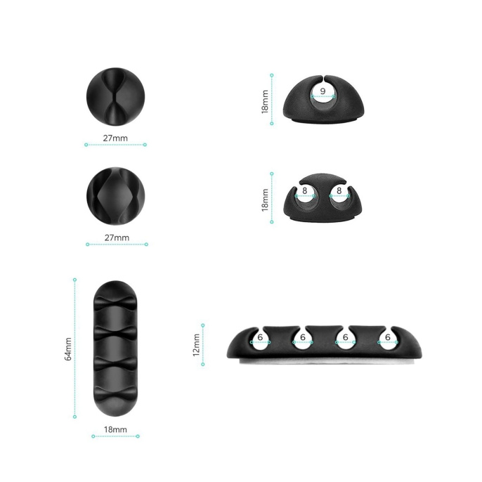 Набор клипс для крепления бытовых проводов ONKRON CM-1 Black (4603728441726)