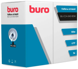 Кабель сетевой Buro BU-CCA-040-100M UTP, кат.5E, 100м, 4 пары, 0.40мм,  алюминий омедненный,  одножильный,  серый
