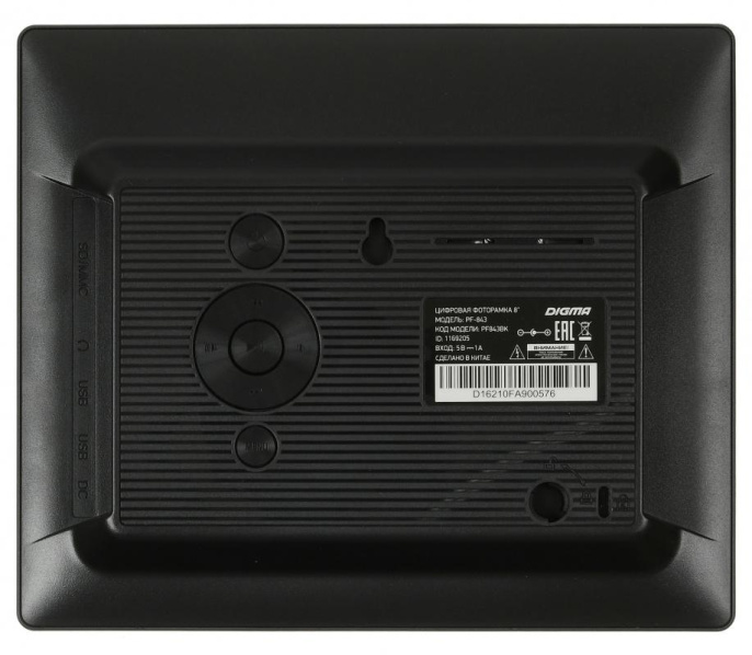 Фоторамка Digma 8" PF-843 IPS 1024x768 черный пластик ПДУ Видео (PF843BK)