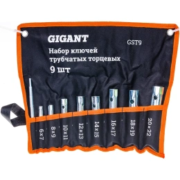 Набор трубчатых торцевых ключей Gigant 9 предметов, размеры6-22мм, GST9