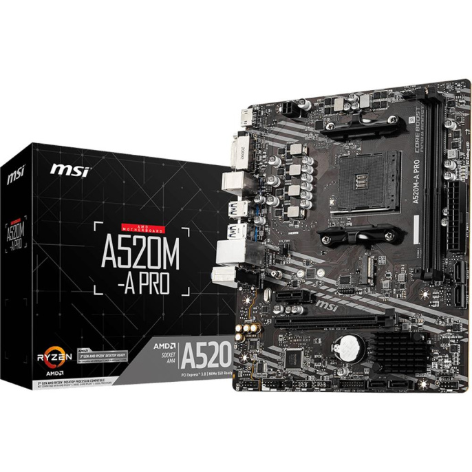 Материнская плата MSI A520M-A PRO, Socket AM4, AMD A520, mATX, Ret