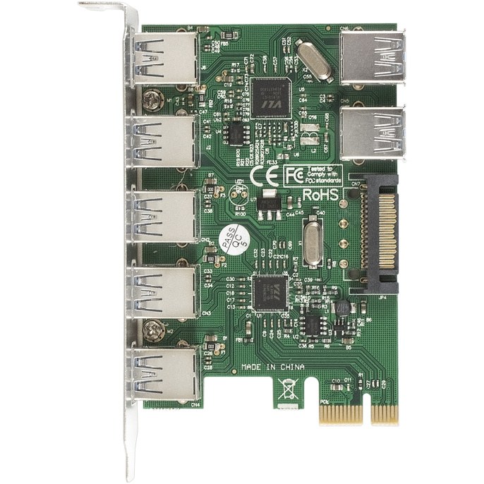 Контроллер ExeGate EXE-317 PCI-E x1 v2.0, 5*USB3.0 ext. + 2*USB3.0 int., разъем доп.питания, VIA Labs Chipset VL805 EX283717RUS