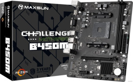 Материнская плата Maxsun MS-Challenger B450M mATX, 22x17.5 см, AMD B450, 2xDDR4 DIMM, 3200МГц, до 64GB, звук 5.1, 4xSATA3.0 6Gb/s , 1xM.2, 2xPCIe3.0x16, 1xPCIe3.0x1, 1хHDMI, 1xVGA