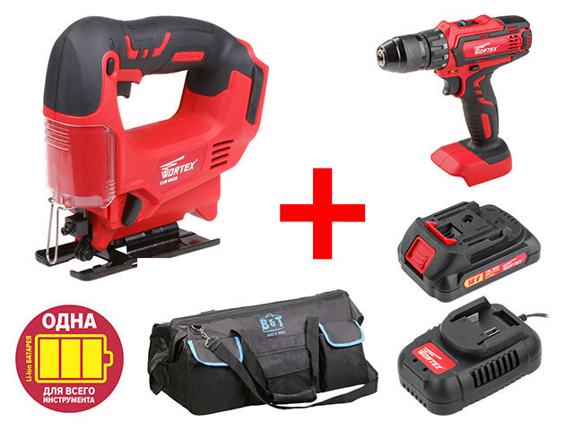Аккум. лобзик WORTEX CJS 6529 в кор. ALL1 + АКЦИЯ комплект с шуруповерт, акб, зу и сумка со скидой CJS652900029A2