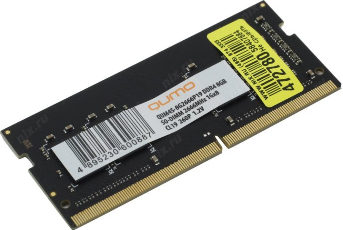 QUMO DDR4 SODIMM 8GB QUM4S-8G2666P19 PC4-21300, 2666MHz OEM/RTL