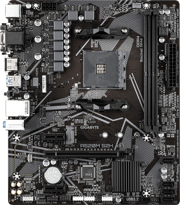 Материнская плата Gigabyte A520M S2H, Socket AM4, AMD A520, mATX, Ret