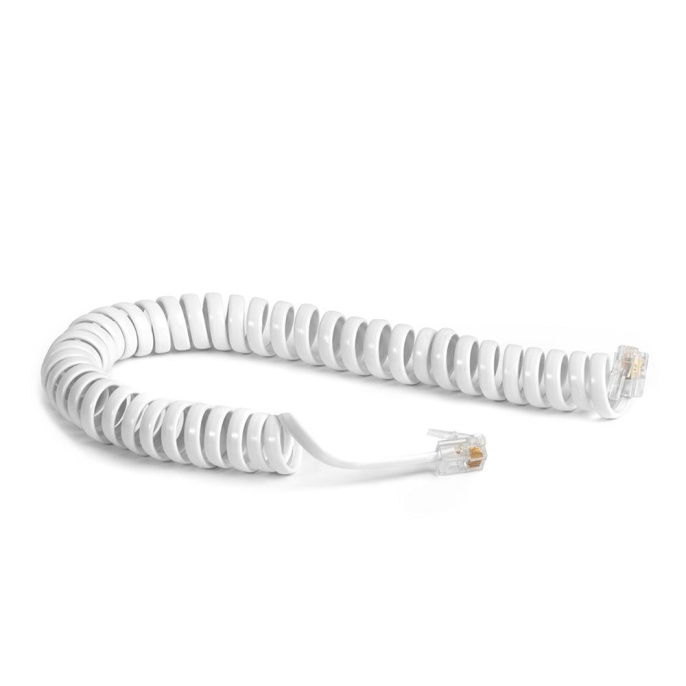 Greenconnect Телефонный шнур витой для трубки 7.5m, RJ9 4P4C джек белый, GCR-TPC4P4C-7.5m