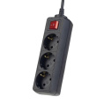Perfeo Сетевой удлинитель с кнопкой "POWERMATE", PF_A4676 1,8м, 3 розетки, черный PF-PM-3/1,8-B