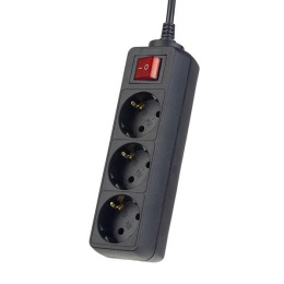 Perfeo Сетевой удлинитель с кнопкой "POWERMATE", PF_A4676 1,8м, 3 розетки, черный PF-PM-3/1,8-B