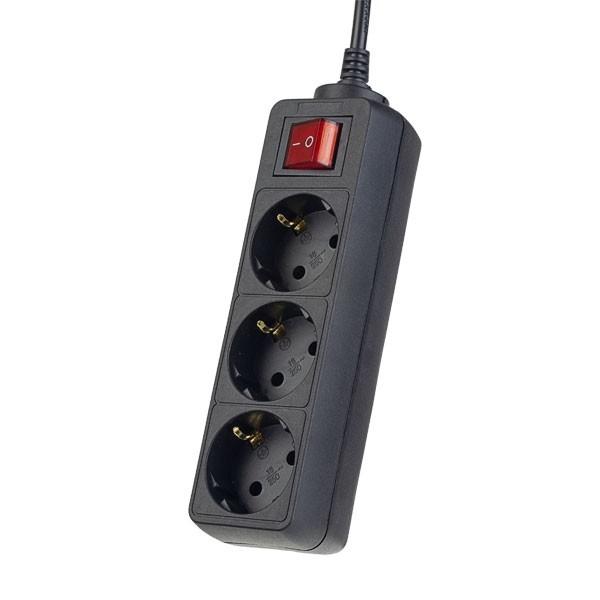 Perfeo Сетевой удлинитель с кнопкой "POWERMATE", PF_A4676 1,8м, 3 розетки, черный PF-PM-3/1,8-B