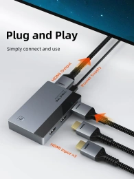 Переключатель CABLETIME CP35G (CT-HS4K3-AG) 3-в-1, HDMI 2.1, 4K@60 Гц, космический серый