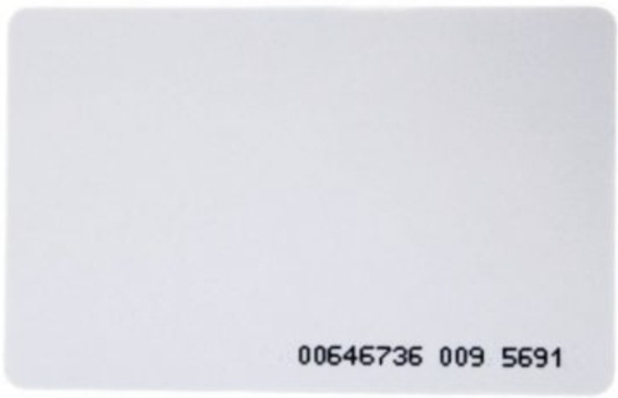 ID карта ZKTeco ID card thin чип TK4100, рабочая частота 125KHz, конструкция карты: Thin, Flexible polyvinyl chloride PVC laminate