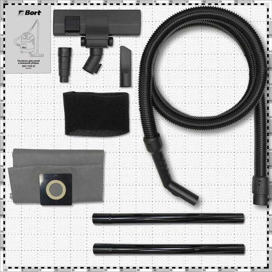 Строительный пылесос Bort BSS BSS-1220-M 1200Вт (уборка: сухая/сбор воды/выдув) синий