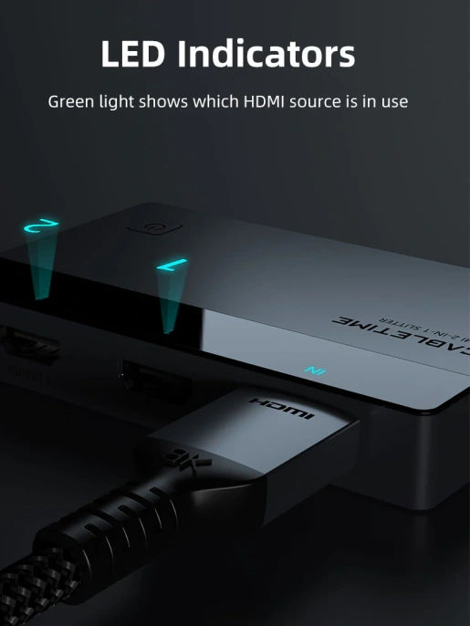 Переключатель CABLETIME CP36G (CT-HSP4K2-AG) 2-в-1, HDMI 2.1, 4K60Hz, космический серый